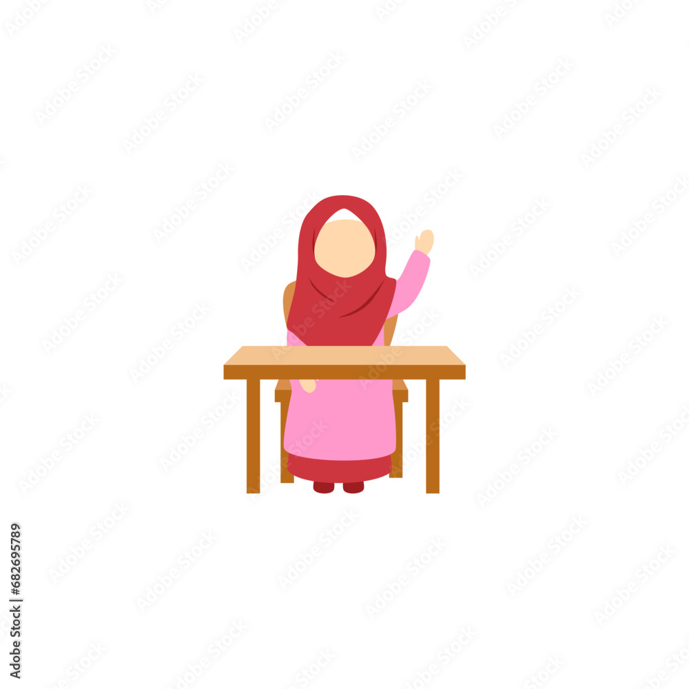 Fototapeta premium set of women with islamic hijab cartoon
