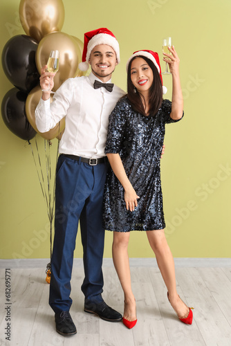 Happy diverse couple celebr...