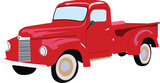 Vector illustration of a red pick-up truck on a white background