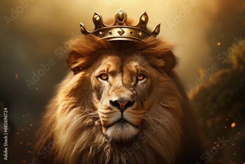 Jesus Christ as Lion with crown. Religious Christian symbolism. Christianity symbols