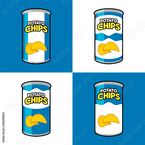 four variants original blue potato chips can packages