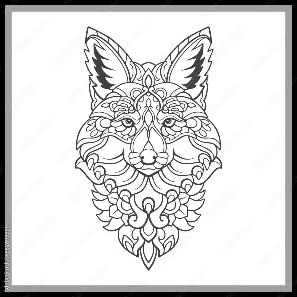 Fototapeta premium Fox head mandala arts isolated on black background