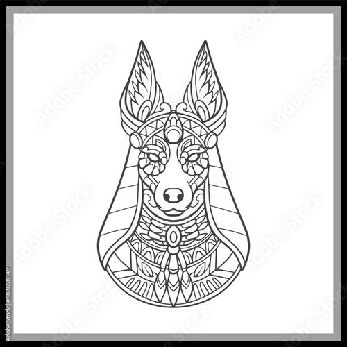 Anubis head mandala arts isolated on black background