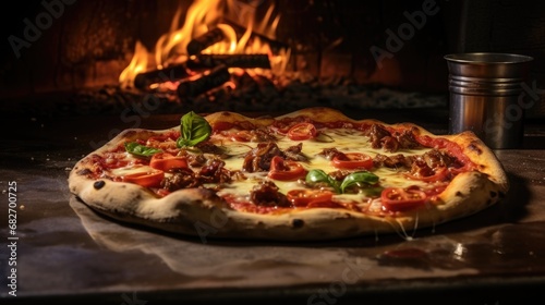 Freshly pizza from brick oven