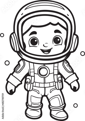 astronaut coloring book illustration cute kawai style