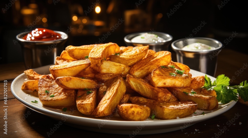 Fried potato wedges Fried potato wedges