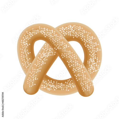 Single pretzel icon on white background 3D vector illustration.