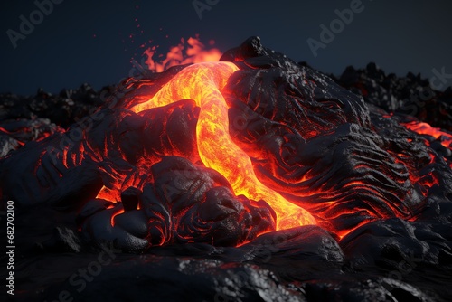 a lava flowing into a rock