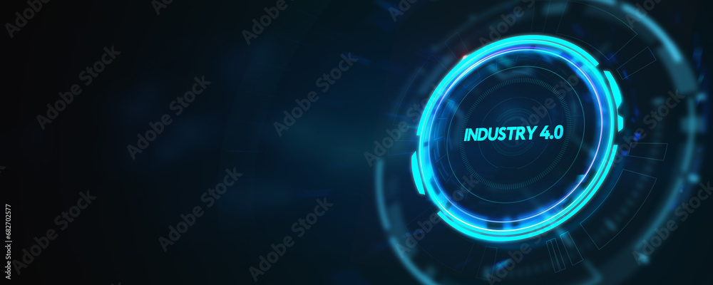 Industry 4.0 Cloud computing, physical systems, IOT, cognitive computing industry. 3d illustration