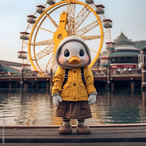 Cute adorable little duck wearing in a trendy outfit