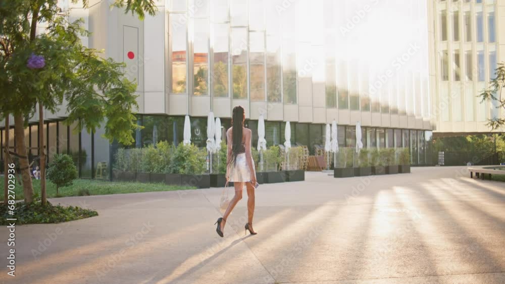 custom made wallpaper toronto digitalDreamy brunette fashionista strolling evening square alone. Stylish lady walking