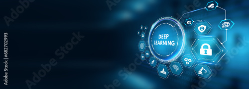 Deep learning artificial intelligence neural network. Technology, Internet and network concept. 3d illustration