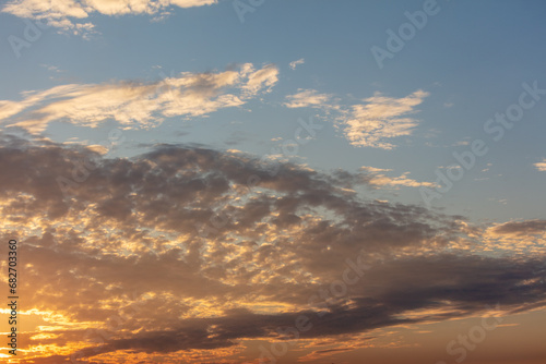 Clouds in the sky at a colorful sunset