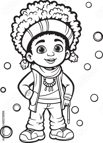 hand drawn kawai style coloring book page for kids