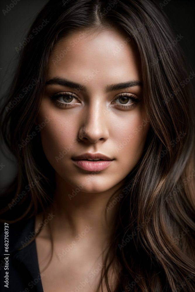 Portrait of a beautiful woman with a simple black dress Portrait of a beautiful woman with a simple black dress