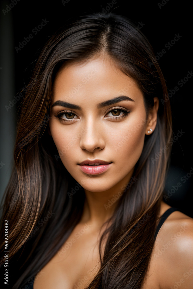 Portrait of a beautiful woman with a simple black dress Portrait of a beautiful woman with a simple black dress