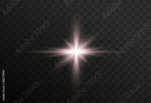 Set of realistic vector gold stars png. Set of vector suns png. Golden flares with highlights.	
