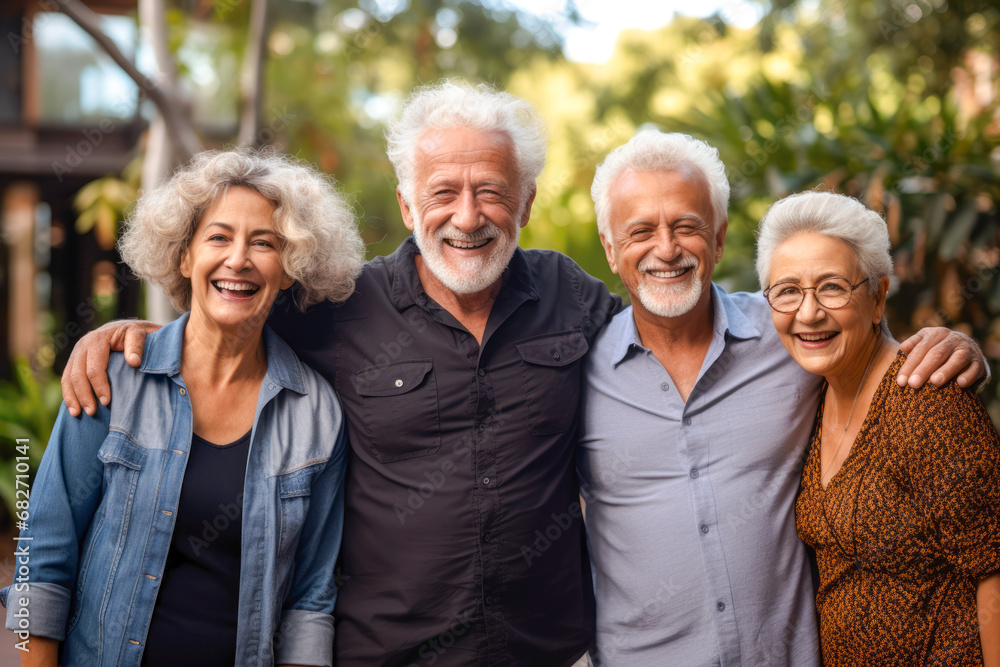 Group of happy seniors in a park environment, embracing outdoors, showcasing diversity and friendship. Group of happy seniors in a park environment, embracing outdoors, showcasing diversity and friendship.