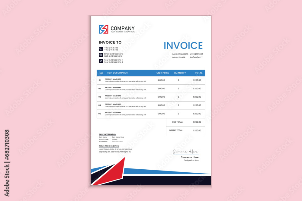Professional invoice template for your business