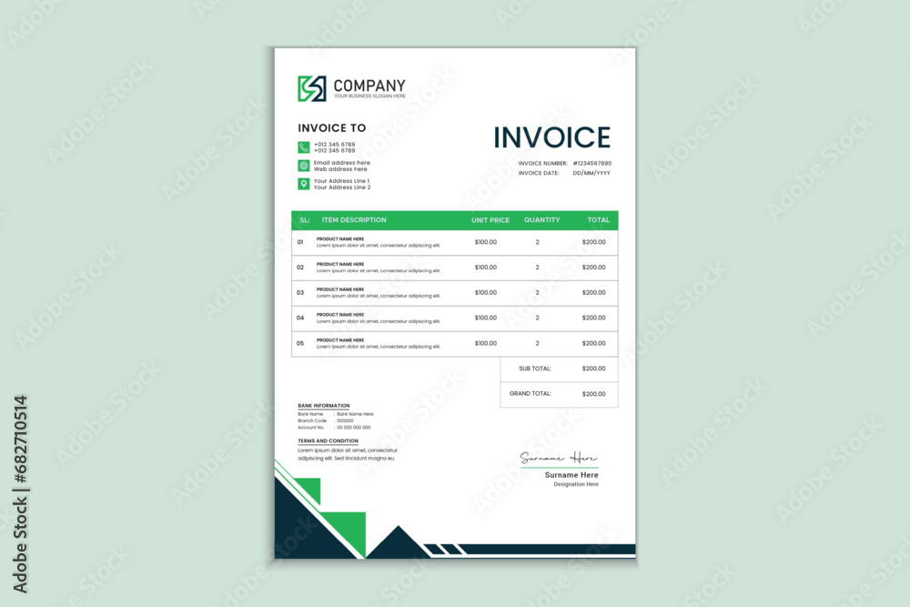 Professional invoice template for your business