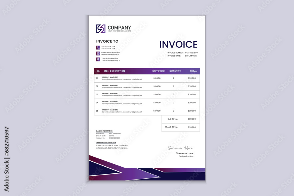 Professional invoice template for your business Professional invoice template for your business