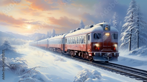 express electric trains with snow photo