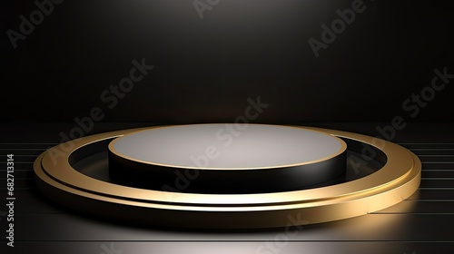 Podium Background silver circle on gold and black luxury