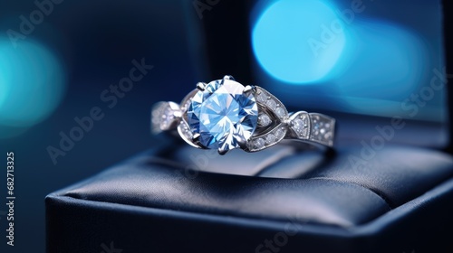 Platinum diamond ring with 3D rendering design placed © lara