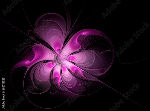 Fractal beautiful fantasy flower on black background