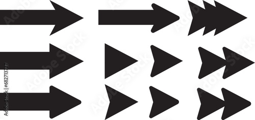 Sleek Black Arrows Collection - EPS Vector Graphics for Modern Design and Navigation Elements, set of black arrow icons