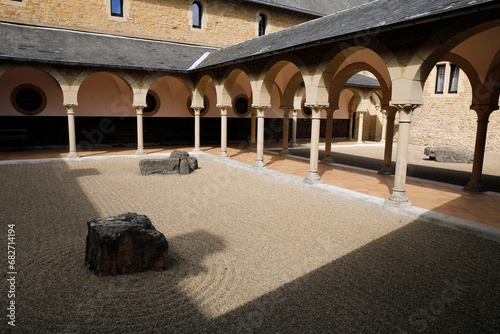 Orval trappist abbey's zen garden, Belgium. photo