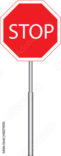 Vibrant Red Stop Sign EPS Vector - Bold Symbol for Attention and Warning Concepts, stop sign isolated on white