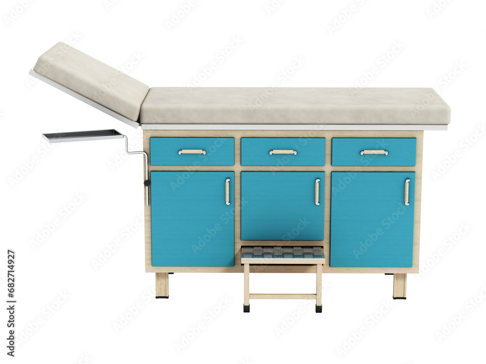 Medical exam table isolated on transparent background. 3D illustration Medical exam table isolated on transparent background. 3D illustration