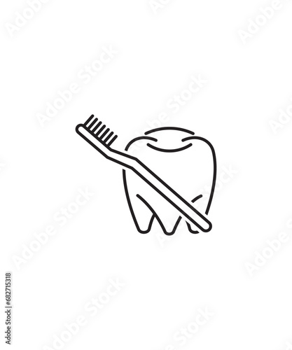 tooth with brush icon, vector best line icon.