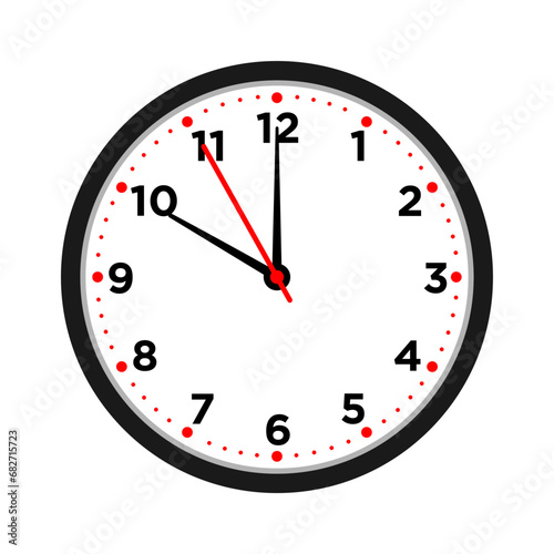 Vector illustration of a wall clock at 10 o'clock, white background