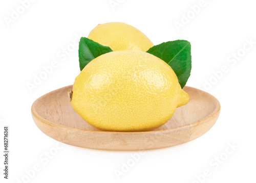 lemon fruit with leaf isolated on white background