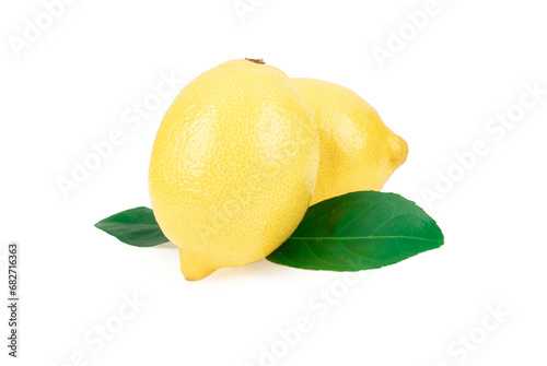 fresh lemon with leaf isolated white background