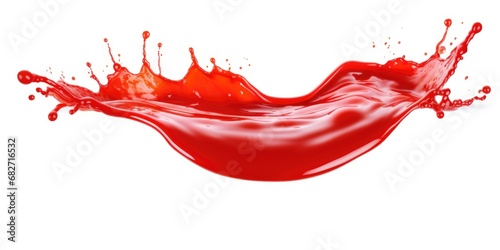 Red tomato ketchup splash on white background. AI Generated