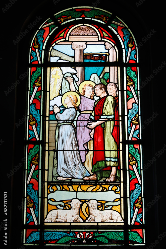 Saint Honore d'Eylau church, Paris, France. Stained glass.
