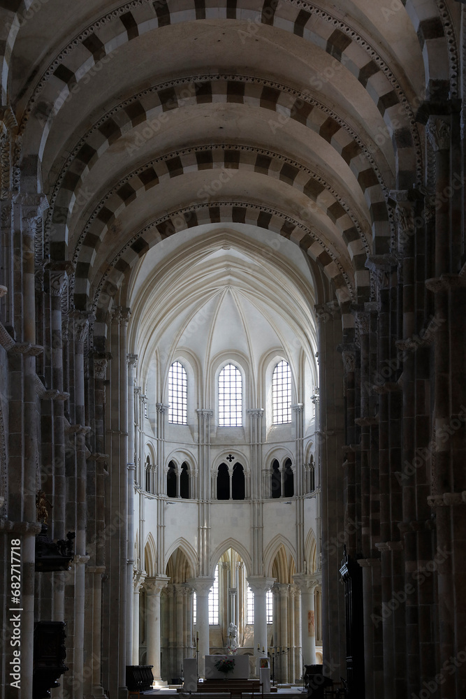 Saint Mary Magdalene basilica, Vezelay, France. Nave