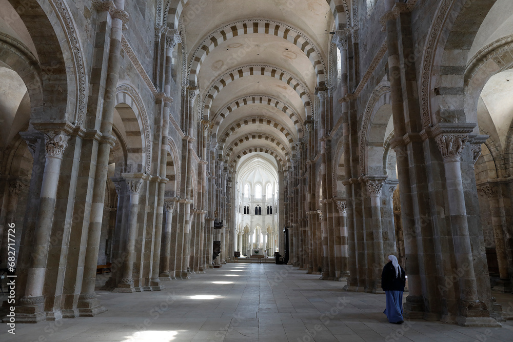 Saint Mary Magdalene basilica, Vezelay, France. Nave