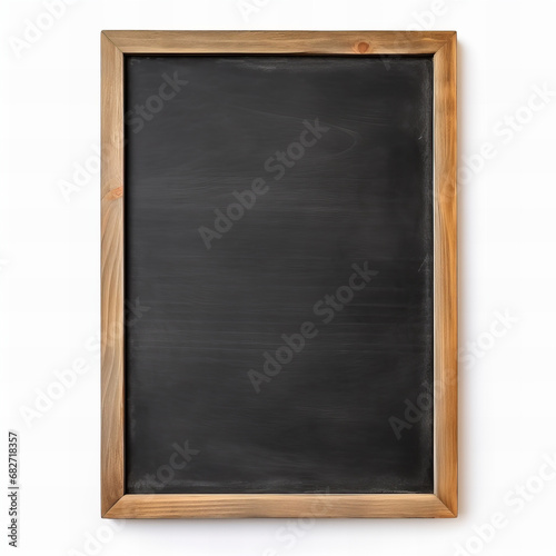 Blank chalkboard in wooden frame isolated on white background