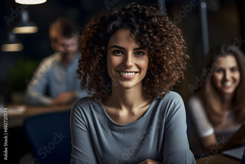 Happy smiling young woman working with business team working together in office © 361 Portrait Studio