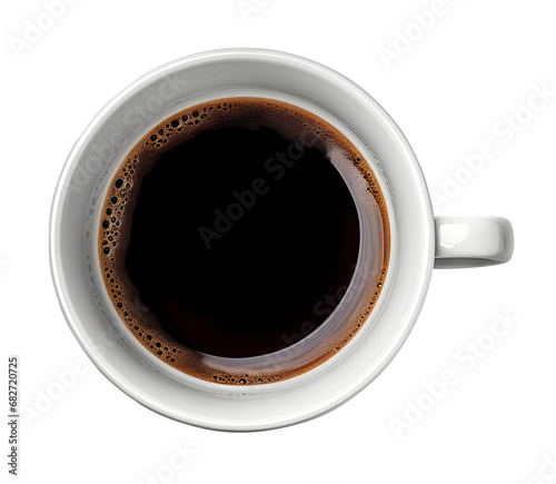 cups of hot coffee, PNG, dicut, isolated background, top view.