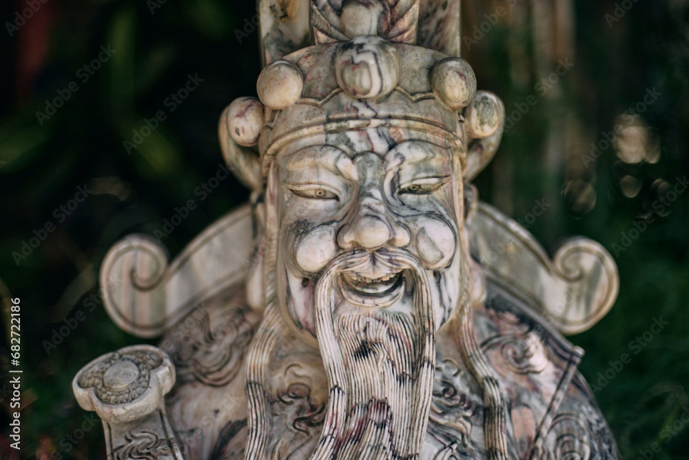 Confucius face in marble sculpture