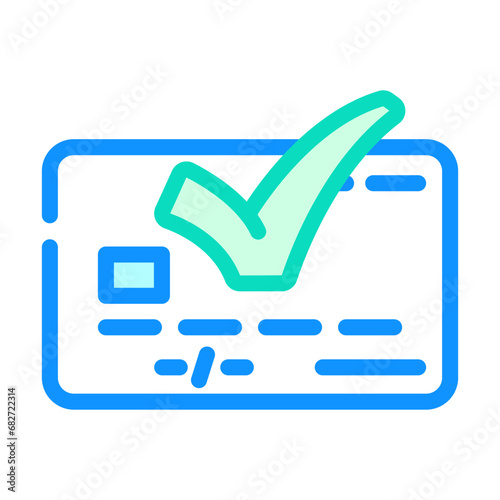 credit card green check color icon vector. credit card green check sign. isolated symbol illustration