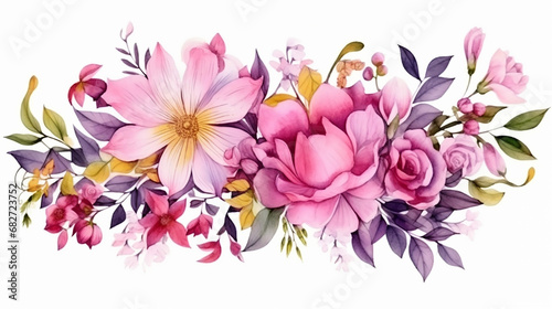 Flowers watercolor illustration. Manual composition. Beautiful floral watercolor. © Lalaland
