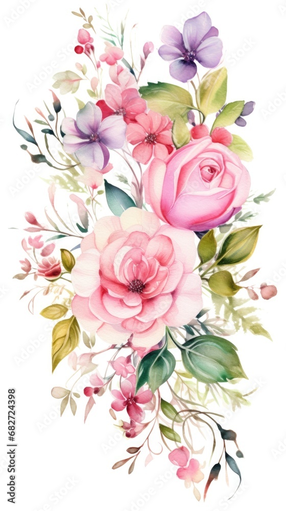 watercolor bouquet of flowers on white background watercolor bouquet of flowers on white background