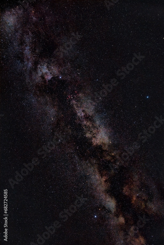 Milky Way stars and night sky photographed with wide angle lens.