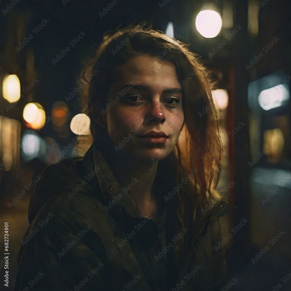 portrait of a person in the night city portrait of a person in the night city